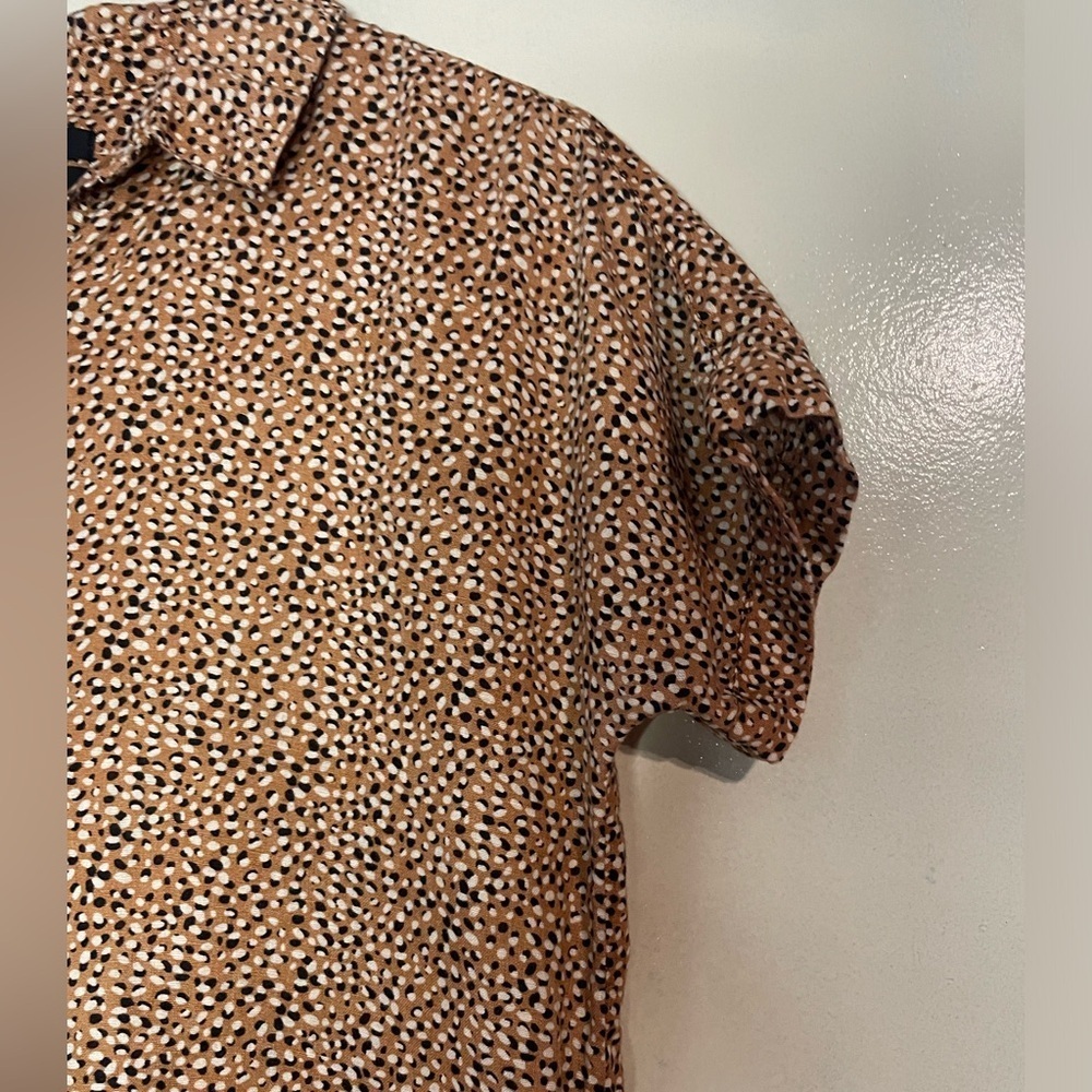 Tahari 100% linen button up t shirt dress XS comfy casual modest contemporary - Picture 3 of 7